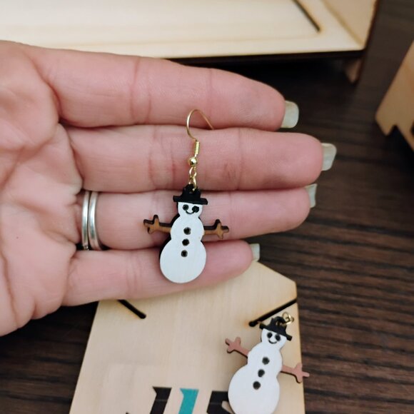 Snowman Dangle Earrings - Picture 2 of 3